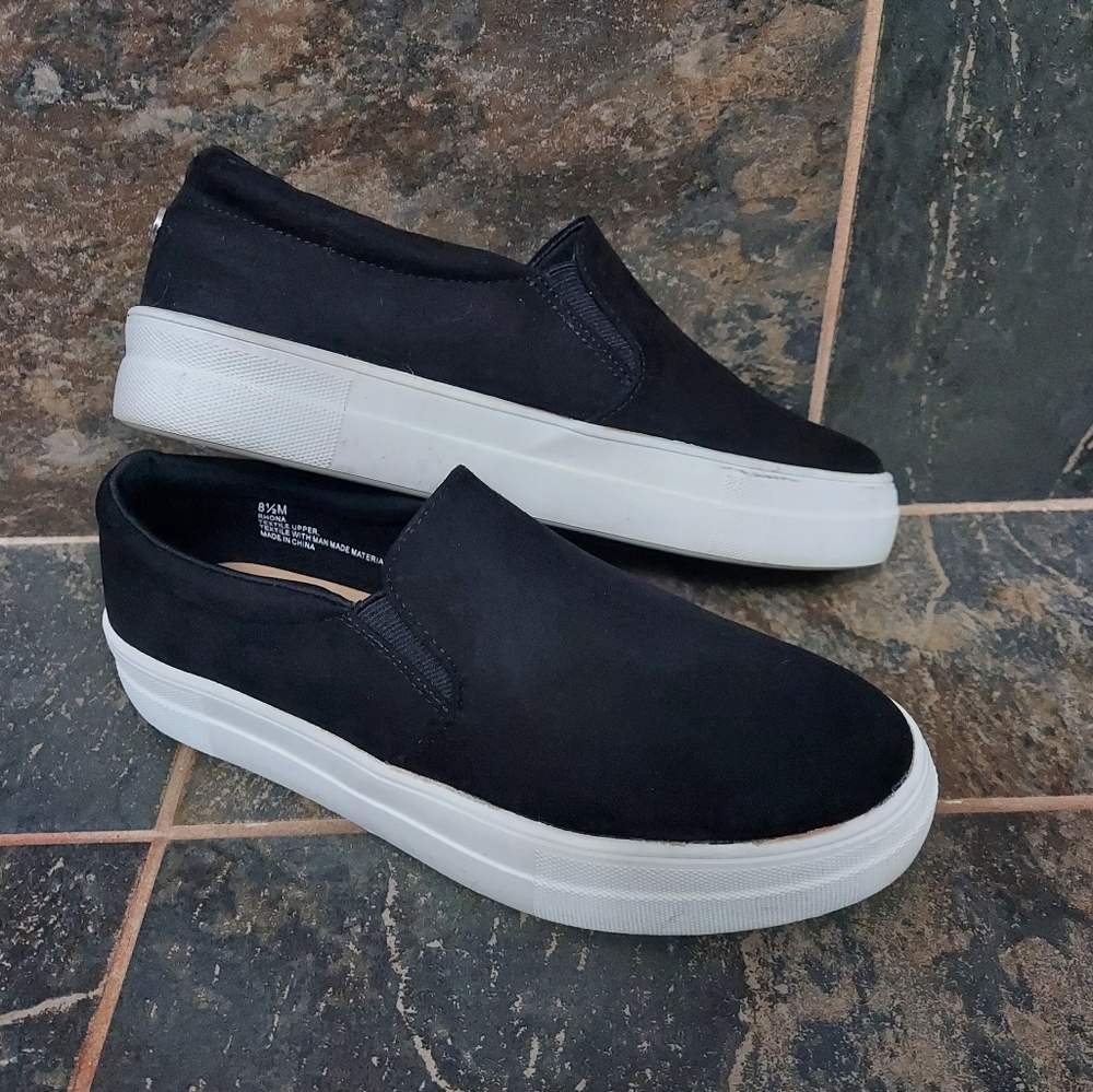 Faux suede slip-on platform sneakers